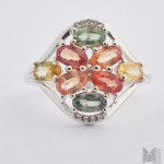 Ring mit Regenbogensaphiren - 925 Silber mit Zertifikat