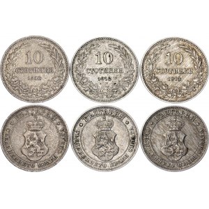 Bulgaria 3 x 10 Stotinki 1906 - 1913