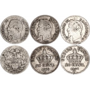 France 3 x 20 Centimes 1860 - 1866