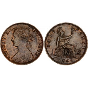 Great Britain 1/2 Penny 1862 Overstrike