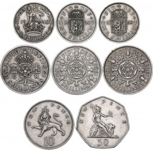 Great Britain Lot of 8 Coins 1948 - 1969