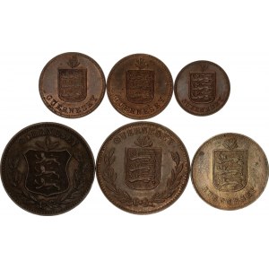 Guernsey Lot of 6 Coins 1910 - 1938
