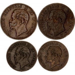 Italy 2 x 5 & 2 x 10 Centesimi 1861 - 1867