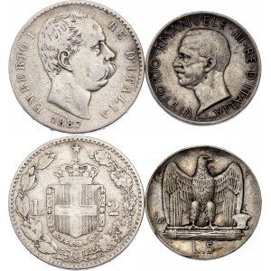 Italy 2 - 5 Lire 1887 - 1929 R