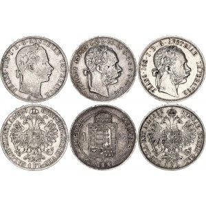 Austria - Hungary 3 x 1 Florin / Forint 1858 - 1892