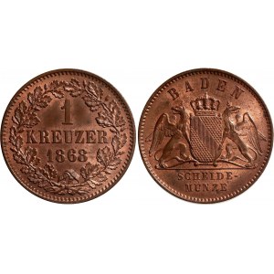 German States Baden 1 Kreuzer 1868