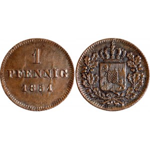 German States Bavaria 1 Pfennig 1851