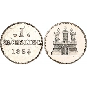 German States Hamburg 1 Sechsling 1855