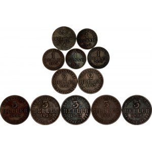 German States Hesse-Cassel Lot of 12 Coins 1802 - 1872