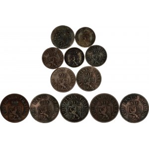 German States Hesse-Cassel Lot of 12 Coins 1802 - 1872