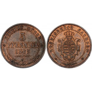 German States Saxony-Albertine 5 Pfennige 1869 B