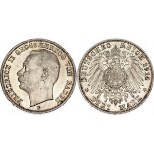 Germany - Empire Baden 3 Mark 1914 G