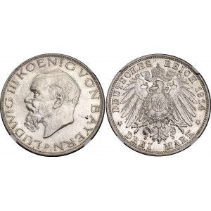 Germany - Empire Bavaria 3 Mark 1914 D NGC MS 62