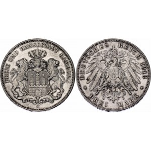Germany - Empire Hamburg 3 Mark 1913 J