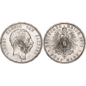 Germany - Empire Saxony-Albertine 5 Mark 1876 E