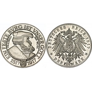 Germany - Empire Saxony-Albertine 3 Mark 1917 (1978) E Restrike