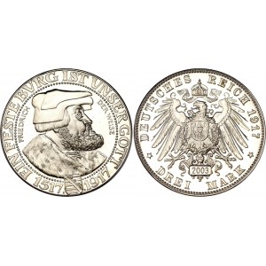 Germany - Empire Saxony-Albertine 3 Mark 1917 (2003) Restrike