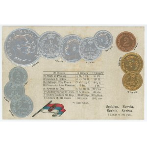 Germany Post Card Coins of Serbia 1912 - 1937 (ND)