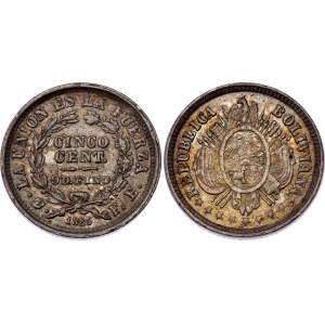 Bolivia 5 Centavos 1885 FE