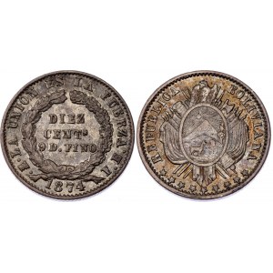 Bolivia 10 Centavos 1885 FE
