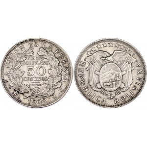 Bolivia 1/2 Boliviano / 50 Centavos 1902 MM