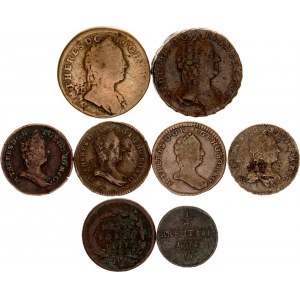 Austrian States Maria Theresia Lot of 8 Coins 1762 - 1777