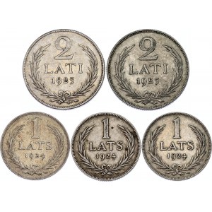 Latvia Lot of 5 Coins 1924 - 1925