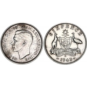 Australia 6 Pence 1943 D