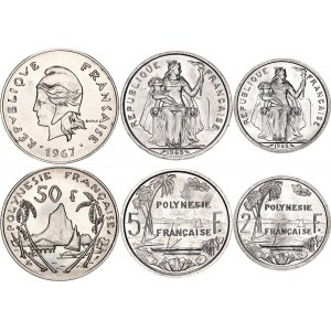 French Polynesia 2 - 5 - 50 Francs 1965 - 1967