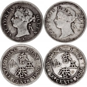 Hong Kong 2 x 5 Cents 1900 H