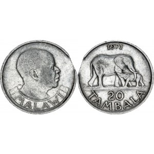 Malawi 20 Tambala 1971 Clipped Coin Error