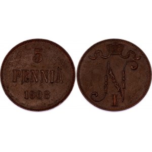 Russia - Finland 5 Pennia 1908