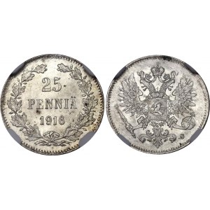 Russia - Finland 25 Pennia 1916 S NGC MS 66