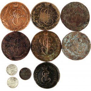 Russia Lot of 10 Coins 1773 -1933