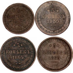 Russia Lot of 4 Coins 1857 -1865