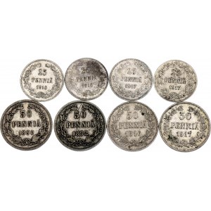 Russia - Finland Lot of 8 Coins 1890 -1917