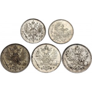 Russia - Finland Lot of 5 Coins 1914 -1917