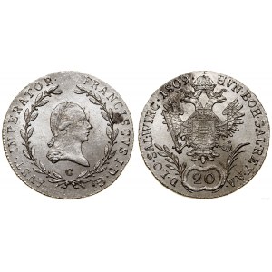 Rakousko, 20 krajcars, 1809 C, Praha