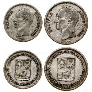 Venezuela, lot of 2 coins, 1954, Denver