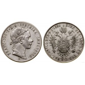 Hungary, 20 krajcars, 1856 B, Kremnica