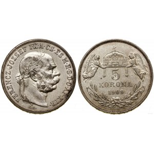 Węgry, 5 koron, 1909 KB, Kremnica