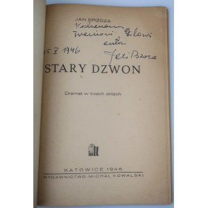 BRZOZA JAN, Stary dzwon (mit Widmung des Autors), Umschlag von Józef Mroszczak