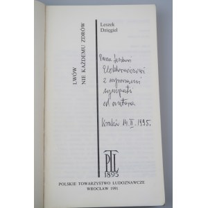 LESZEK DZIĘGIEL Lvov nicht jedermanns Gesundheit (Widmung des Autors)