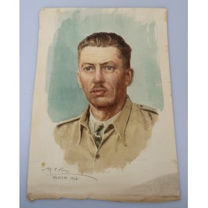 Portrét vojáka akvarel, pastelka (NAIVASHA 1943).