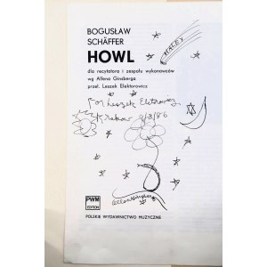 SCHAEFFER BOGUSŁAW Howl, by Allen Ginsberg (dedication and artwork by Allen Ginsberg)