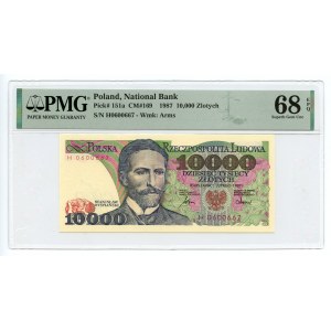 10 000 PLN 1987 - série H - PMG 68 EPQ