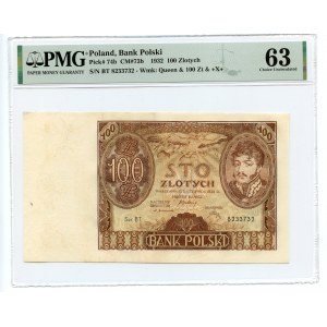 100 gold 1932 - Ser. BT. +X+ - PMG 63