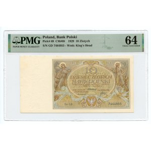 10 złotych 1929 - seria GD - PMG 64