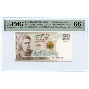 20 złotych 2011 - Maria Skłodowska Curie - PMG 66 EPQ