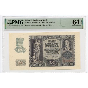 20 złotych 1940 - seria H - PMG 64 EPQ